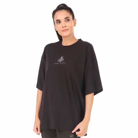 Cotton Oversize Tshirt For Women (Black)