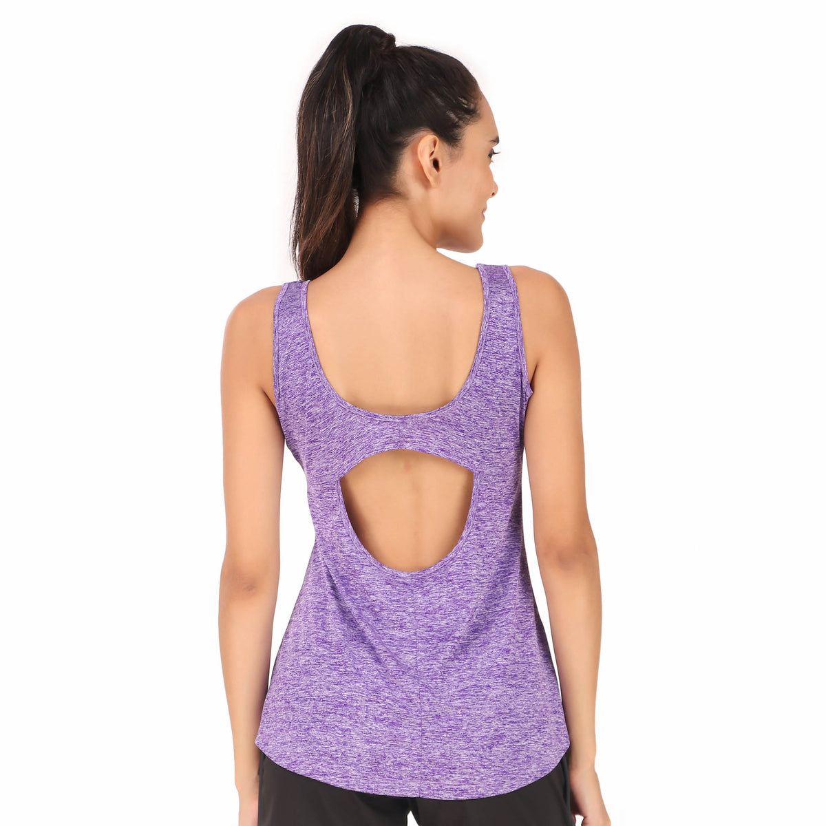 Back Cut-Out Sleeveless Tshirt For Women (Purple)