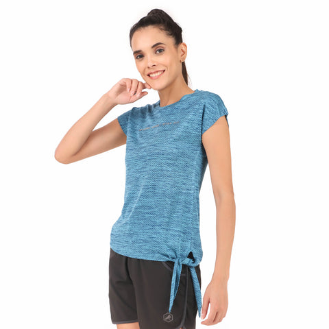 Mega Sleeve Side Knot Tshirt For Women (Light Blue)