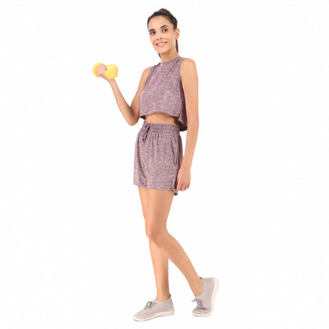 Activewear Shorts For Women (Merlot Melange)