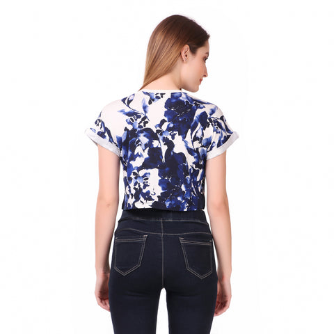 Cotton Crop Top For Women (Floral Print)