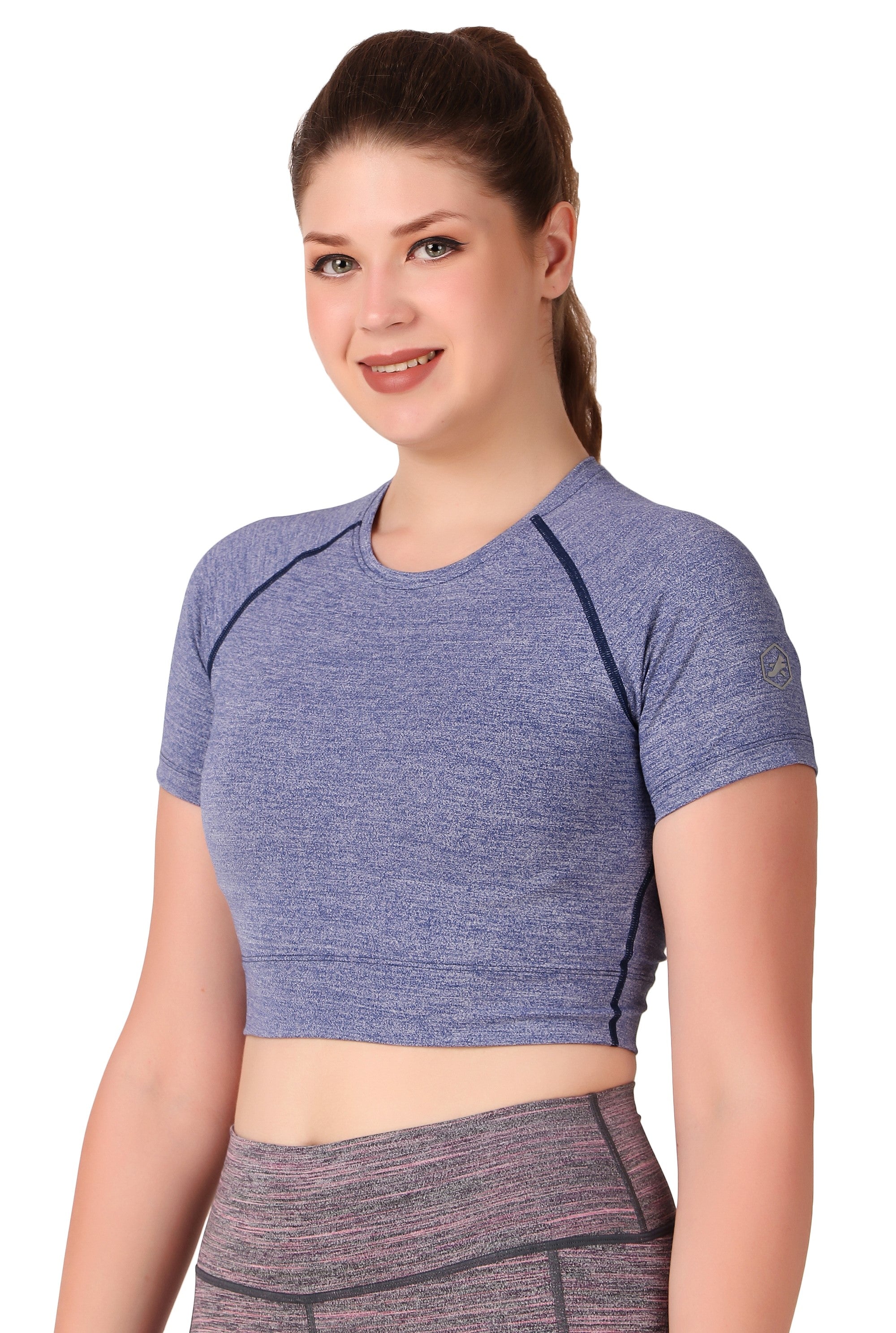 Compression Crop Top For Women (Purple Heather)