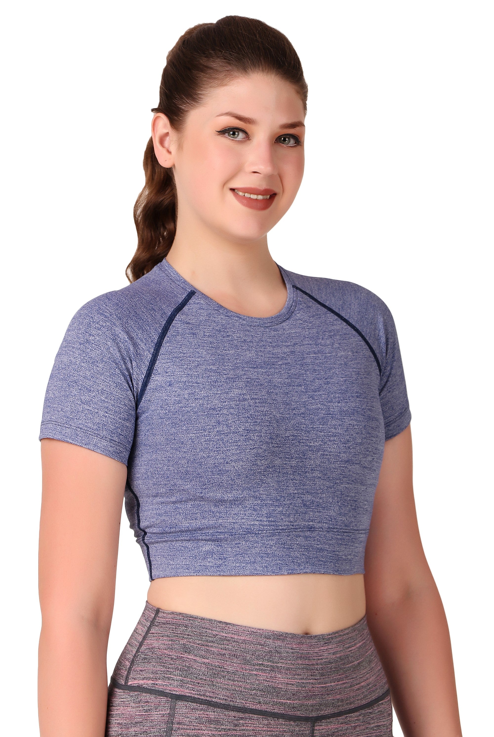 Compression Crop Top For Women (Purple Heather)