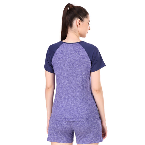 Performance Raglan Sleeves Tshirt For Women (Purple Heather)