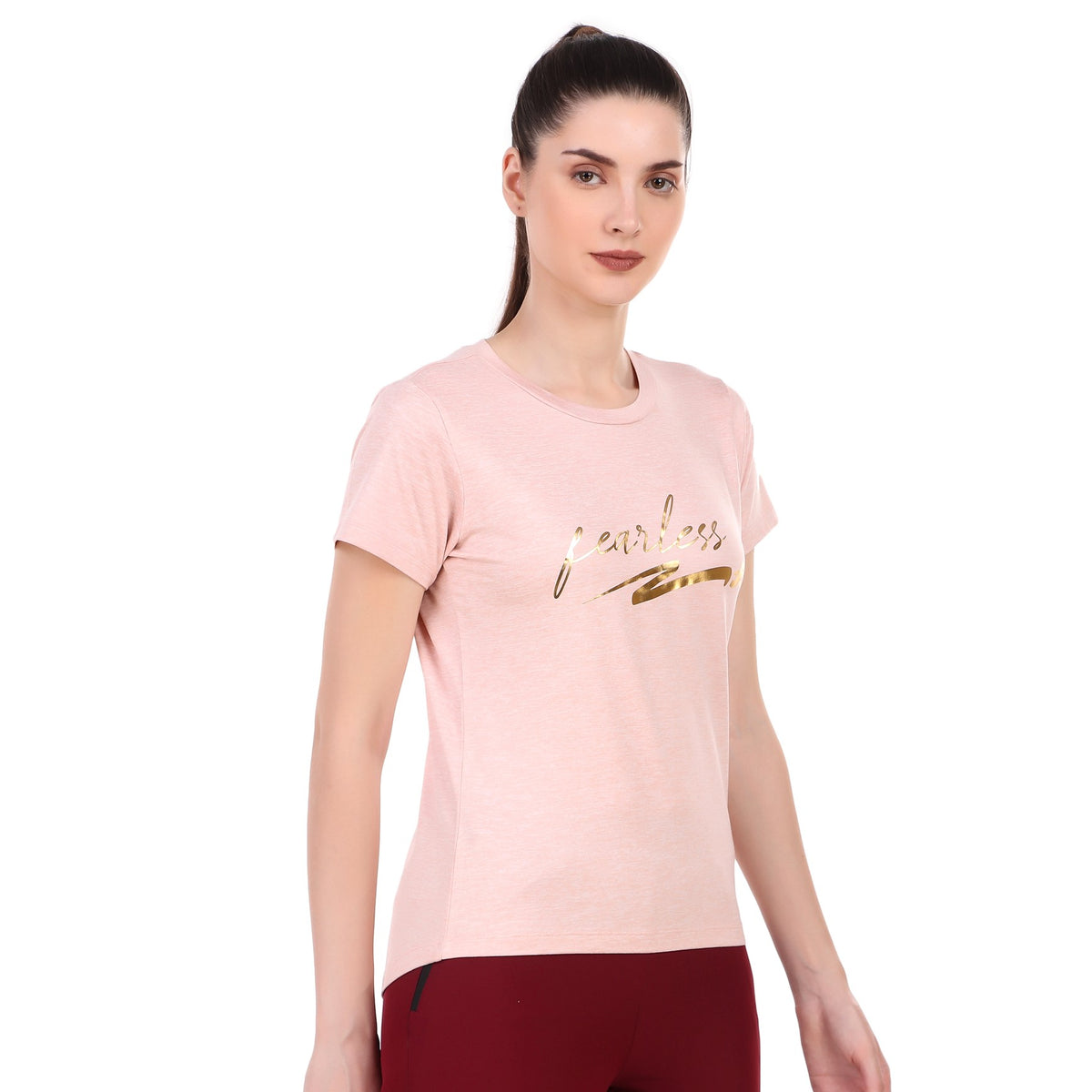 Performance Tshirt For Fearless Women (Pink Heather)
