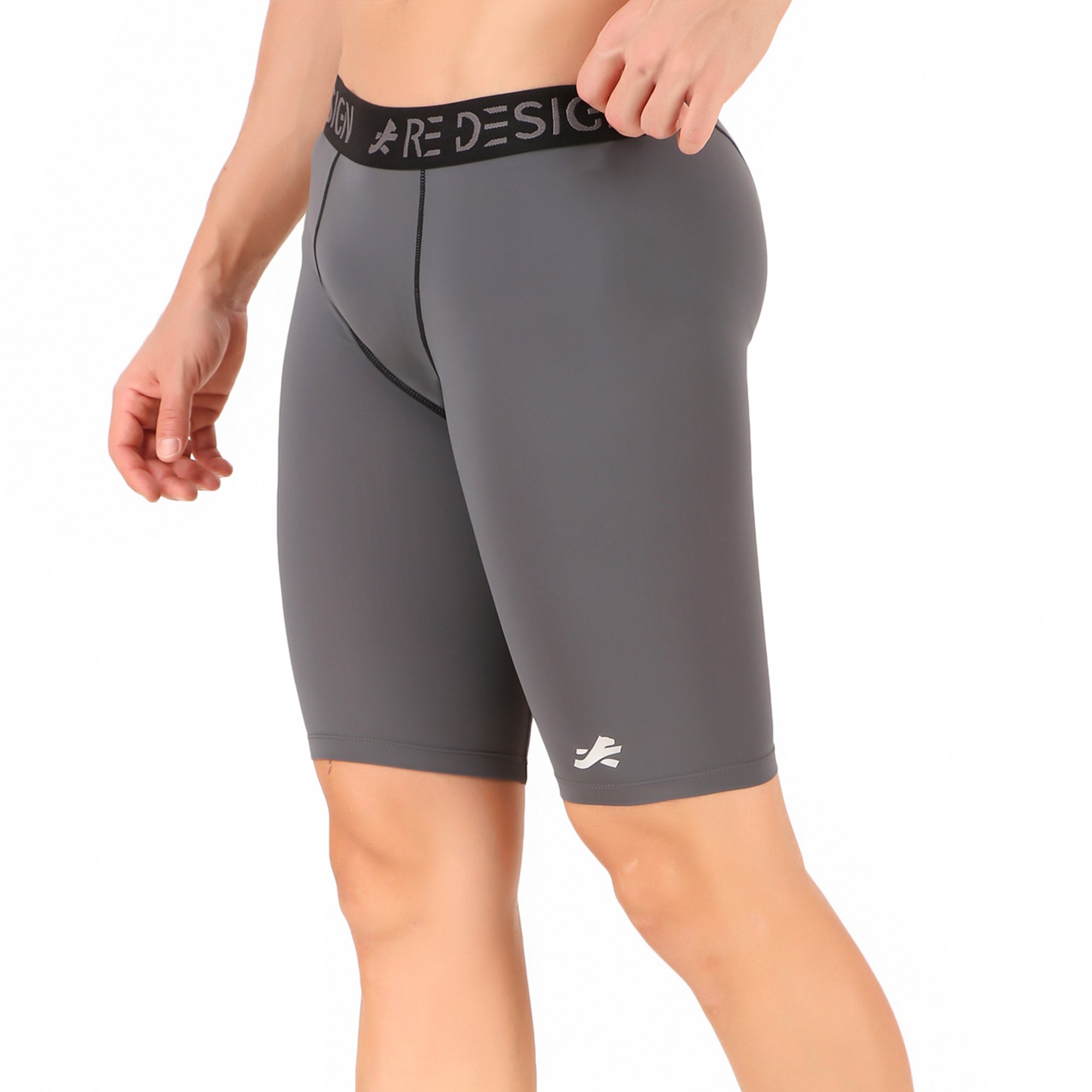 Nylon Compression Shorts and Half Tights For Men (Dark Grey)
