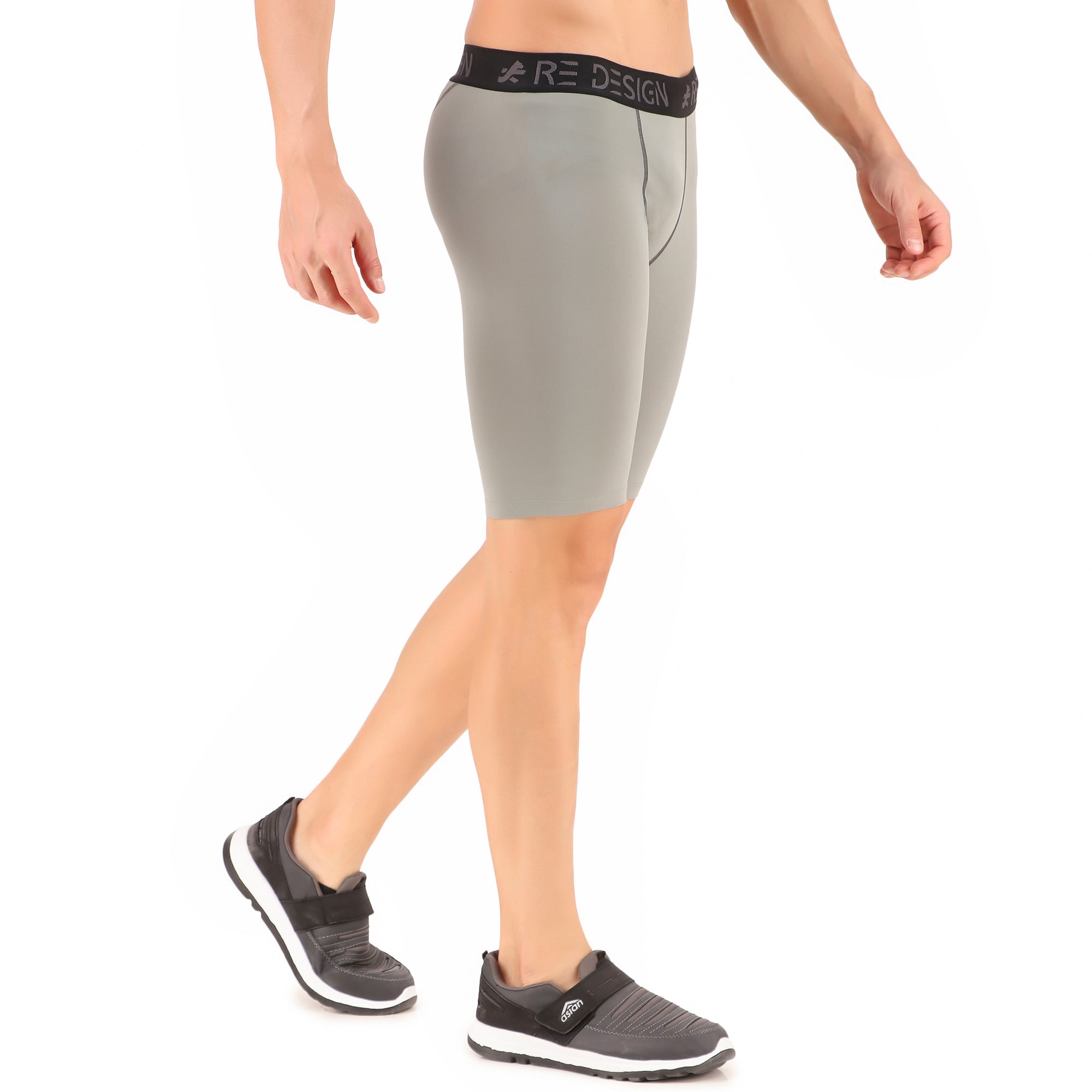 Nylon Compression Shorts and Half Tights For Men (Light Grey)