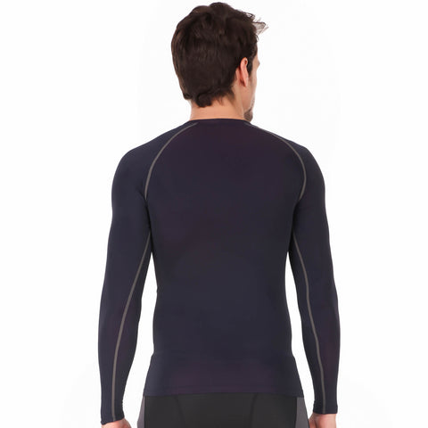 Nylon Compression Tshirt Full Sleeve Tights For Men (Navy Blue)