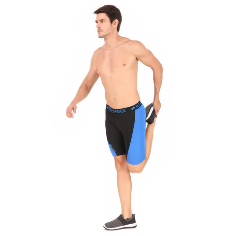 Nylon Compression Shorts and Half Tights For Men (BLACK/ROYAL BLUE)