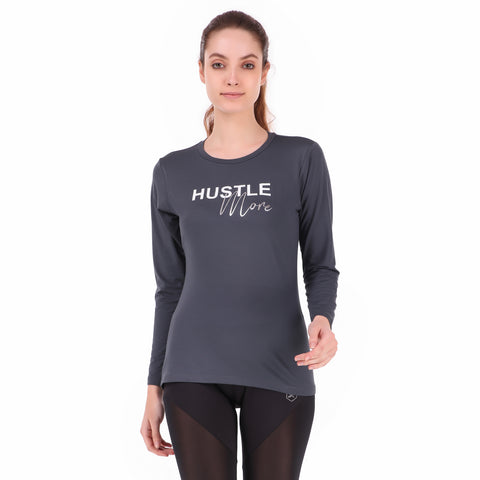 Hustle More Tshirt For Women FS (Shadow Grey)