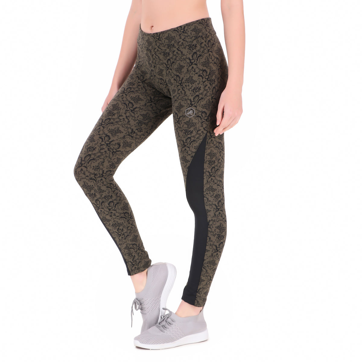 Color-block Legging/Tights For Women (Green Pattern)