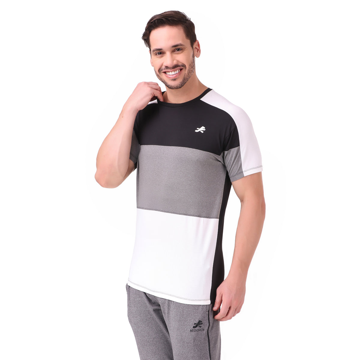Performance Colorblock Tshirt For Men (BK/GY/WT)