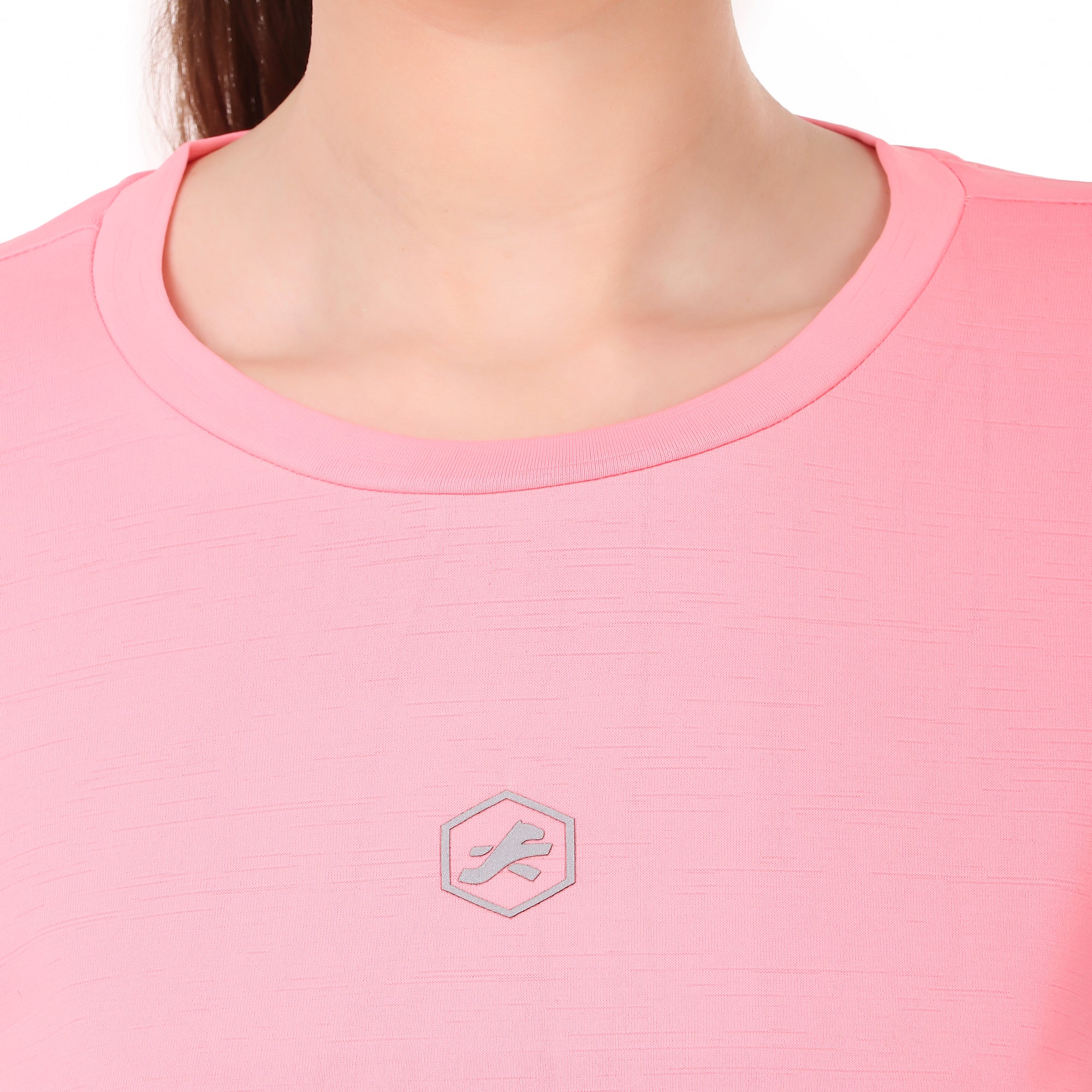 Performance Self Design Tshirt For Women FS (Pastel Pink)