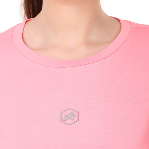 Performance Self Design Tshirt For Women FS (Pastel Pink)