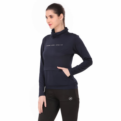 Performance Cowl Neck Tshirt For Women FS (Oxford Blue)