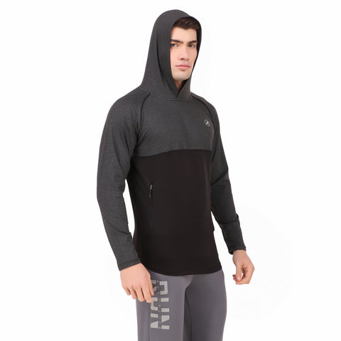 Performance Brushed Hoodie For Men (Space Dust Black)
