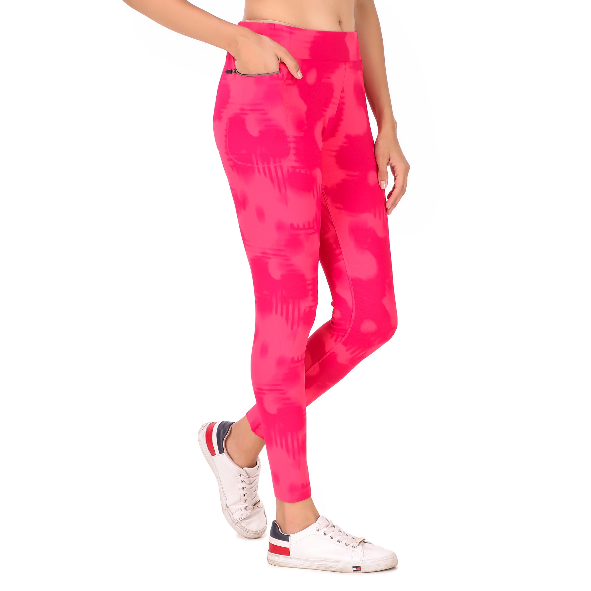 Gym Yoga Running Legging For Women Zip Pocket (Pink)