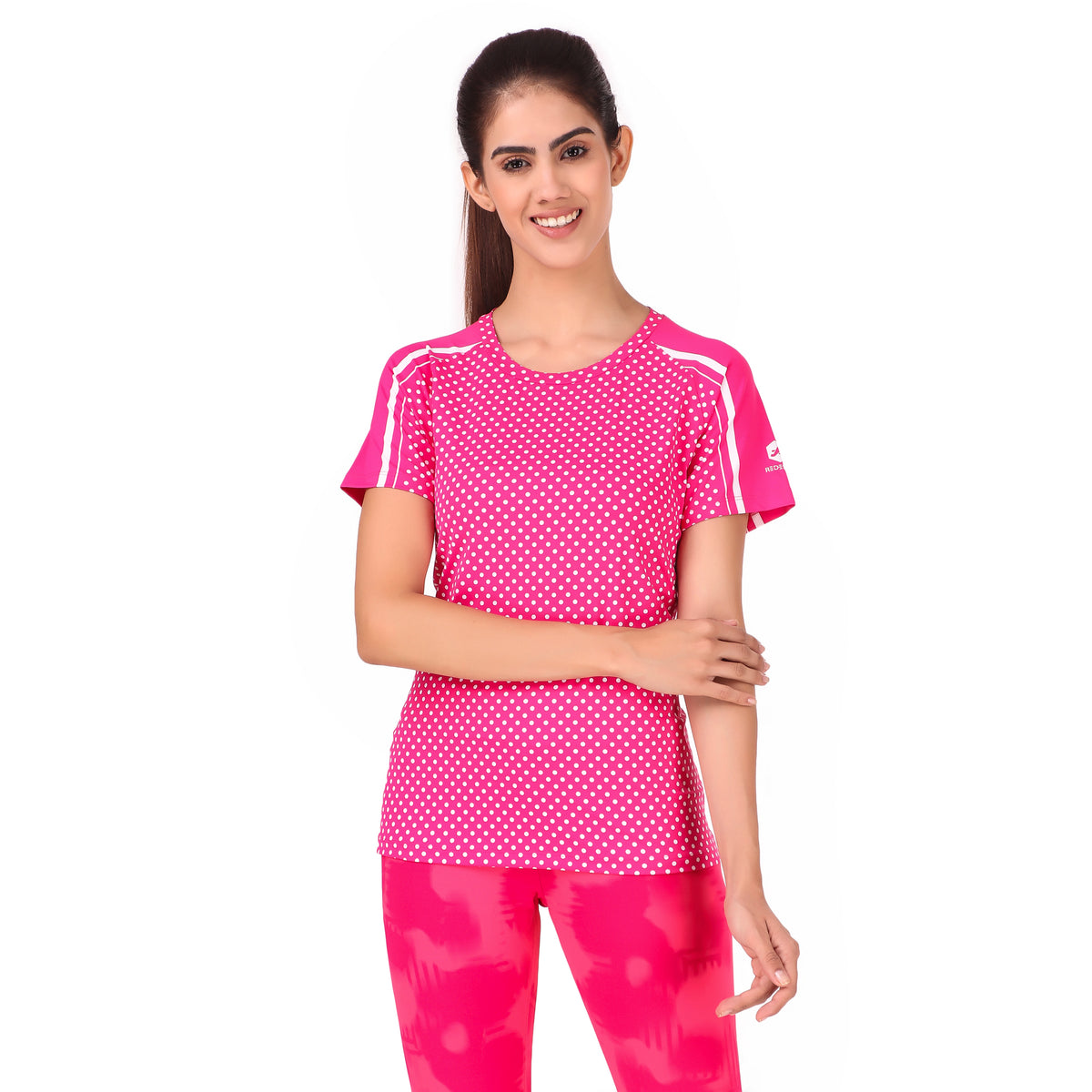 Performance Core Sports T-shirt For Women (Pink Dots)