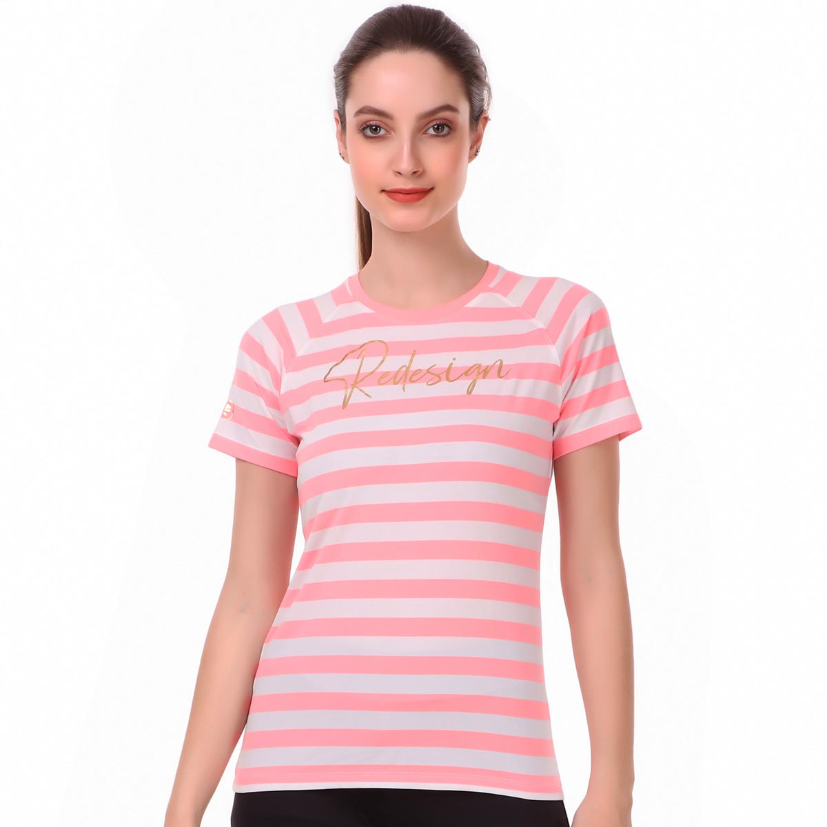 Cotton Stripes Tshirt For Women (Pink)