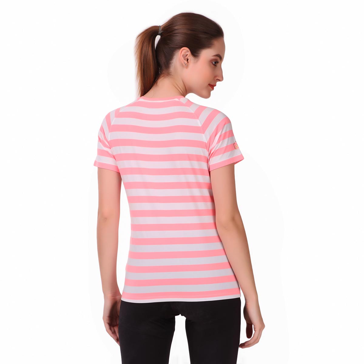 Cotton Stripes Tshirt For Women (Pink)
