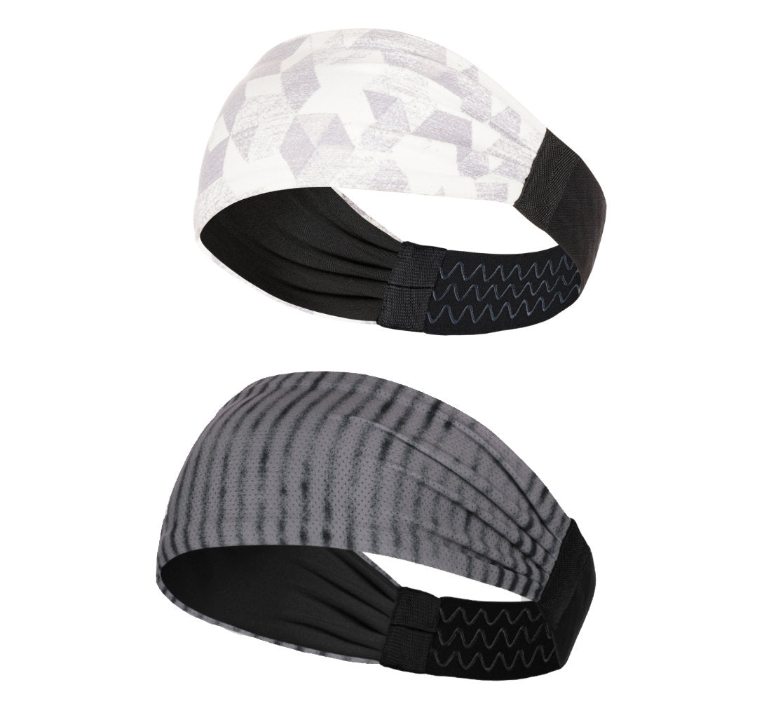 Sports Headband For Men and Women (Abstract Grey/White Geometry)