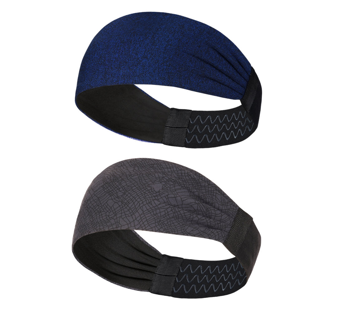 Sports Headband For Men and Women (Blue Melange/Seismic Grey)