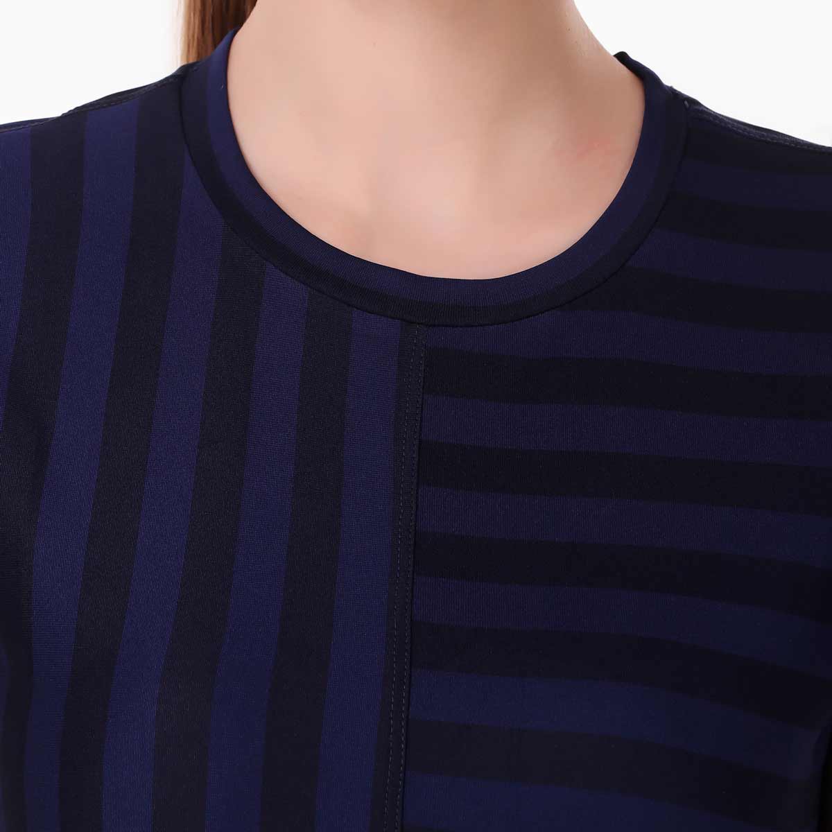 Cotton Stripes Tshirt For Women (Navy Blue)