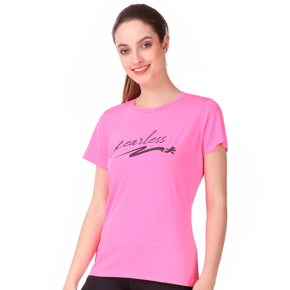 Performance Tshirt For Fearless Women (Neon Pink)
