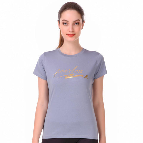 Performance Tshirt For Fearless Women (Stone Blue)