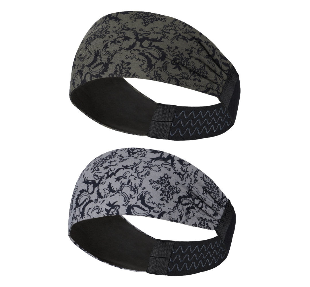 Sports Headband For Men and Women (Grey/Green Pattern)