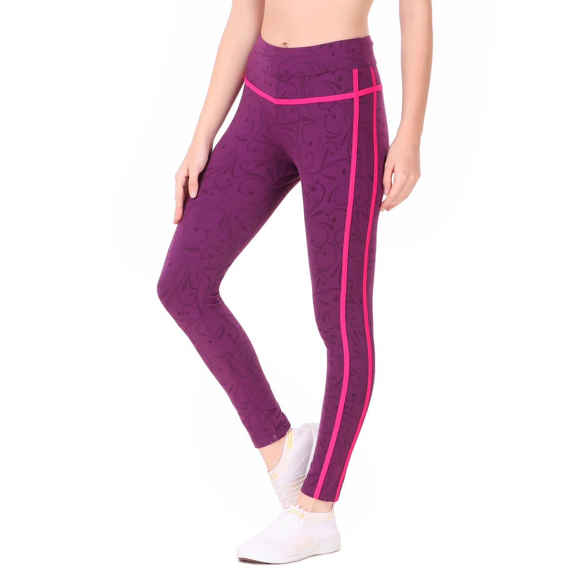 Gym Yoga Running Legging For Women Zip Pocket (Purple/Pink)