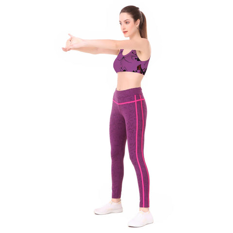 Gym Yoga Running Legging For Women Zip Pocket (Purple/Pink)