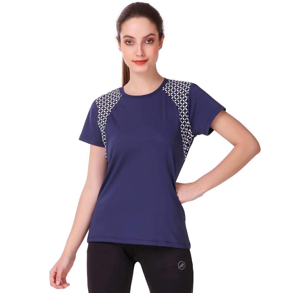 Performance Raglan Print Tshirt For Women (Blue Blood)