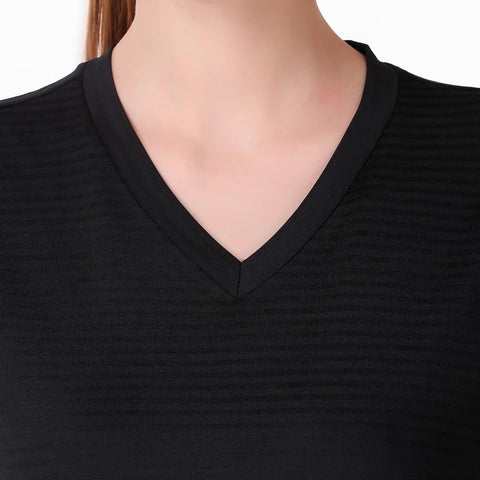 Performance V-Neck Tshirt For Women (Black)