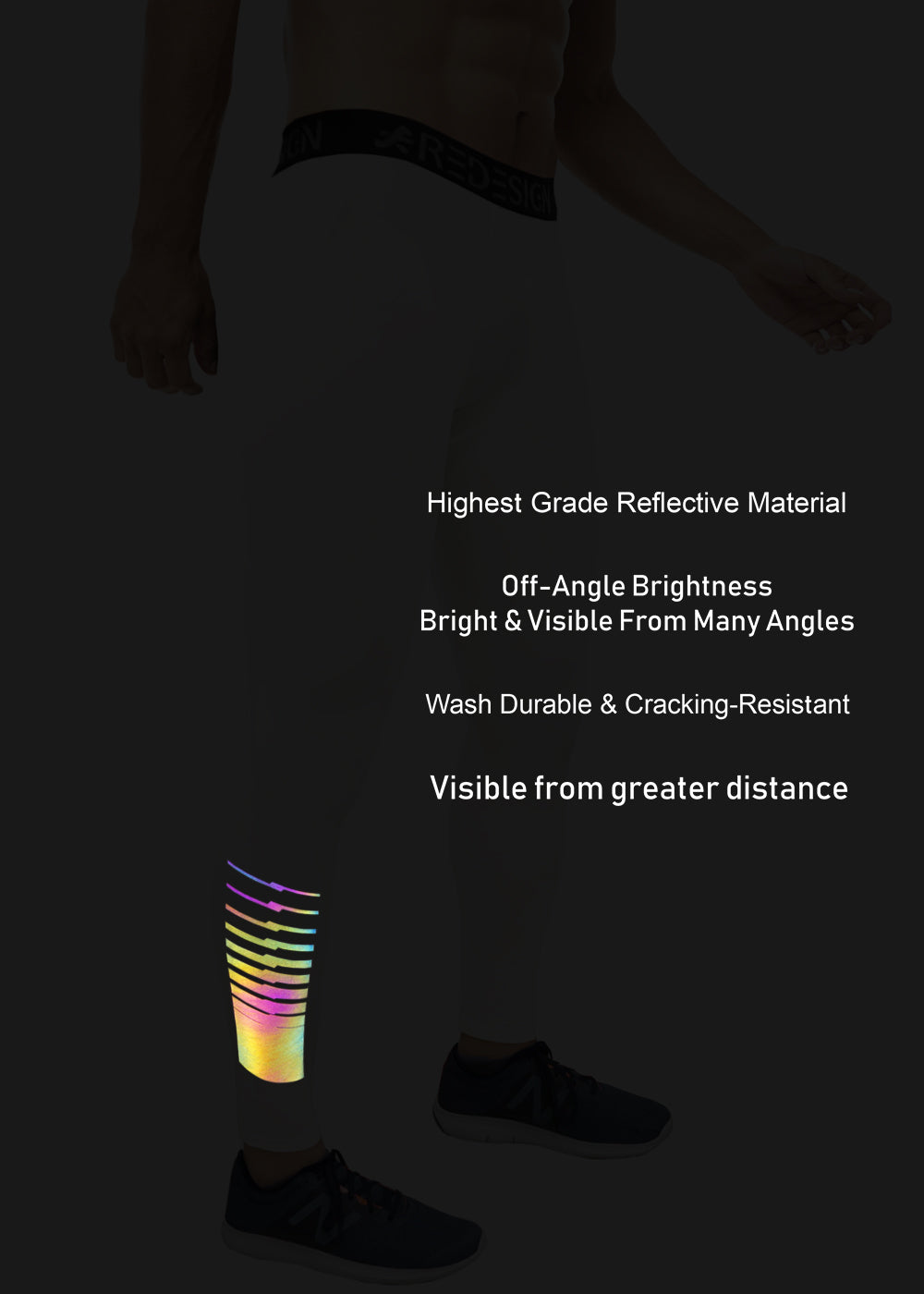 ReDesign Nylon Multi-Color Reflective Compression Pant (White
