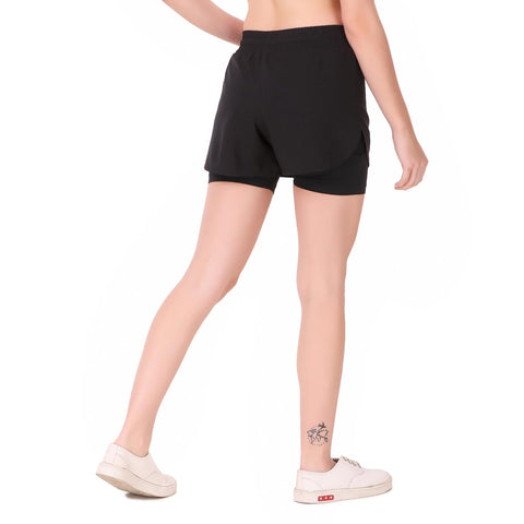 Performance Shorts For Women With Inbuilt Tights (Black)