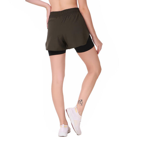 Performance Shorts For Women With Inbuilt Tights (Olive)
