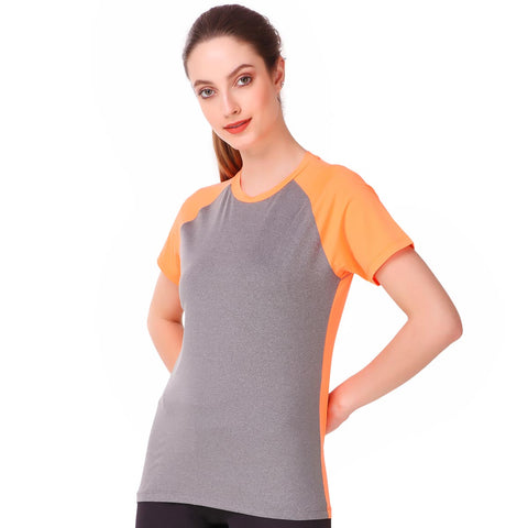 Performance Tshirt For Women (Grey/Orange)