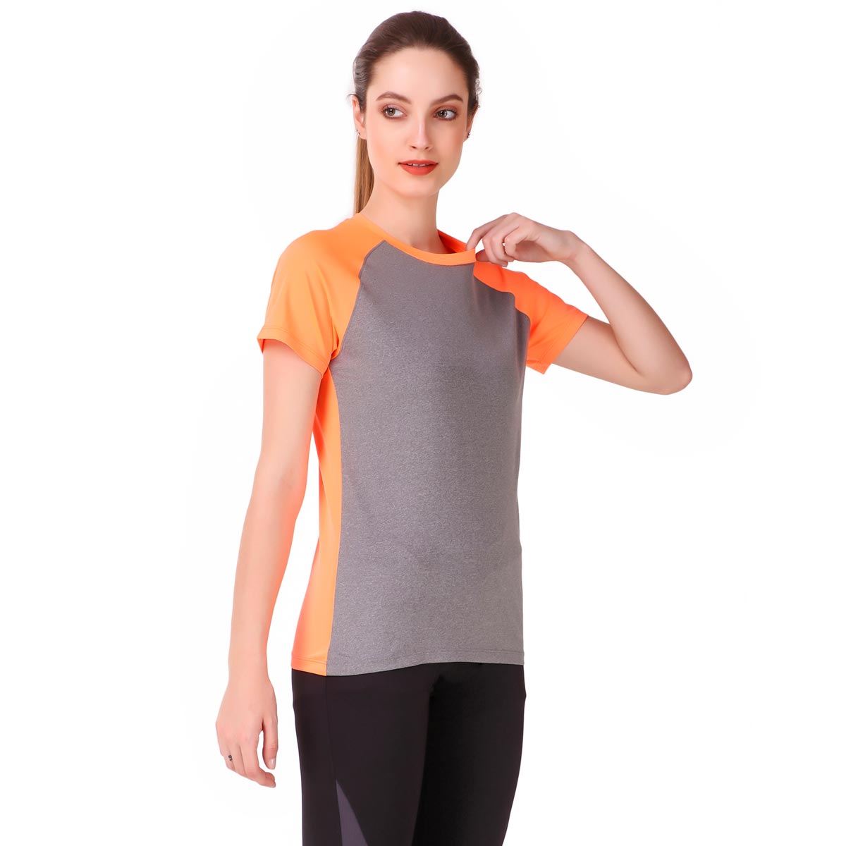 Performance Tshirt For Women (Grey/Orange)